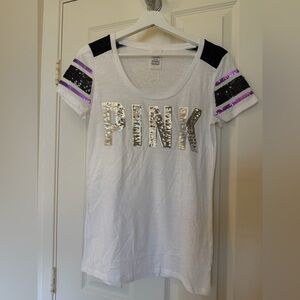 Victoria's Secret White Sequin PINK Shirt